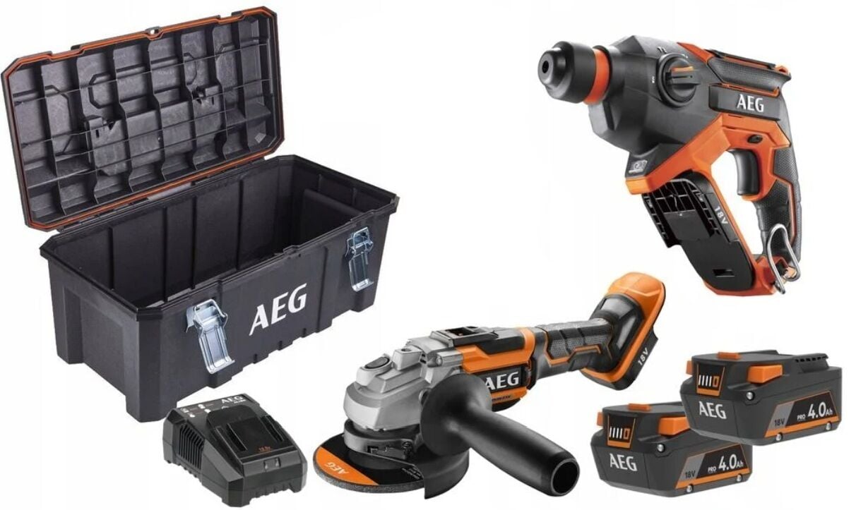 AEG BBH18C + AEG BEWS 18-125BL + AEG L1840S AKÜ 4.0 AH + AL18G Şarj Cihazı
