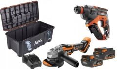 AEG BBH18C + AEG BEWS 18-125BL + AEG L1840S AKÜ 4.0 AH + AL18G Şarj Cihazı