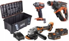 AEG BSS 18C3B3 + BBH18C + BEWS 18-125BL +  L1840S AKÜ 4.0 AH + AL18G Şarj Cihazı