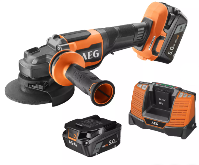 AEG BEWS 18-125BLPX2-502C 5.0Ah Çift Akülü Kömürsüz Taşlama T4935480858