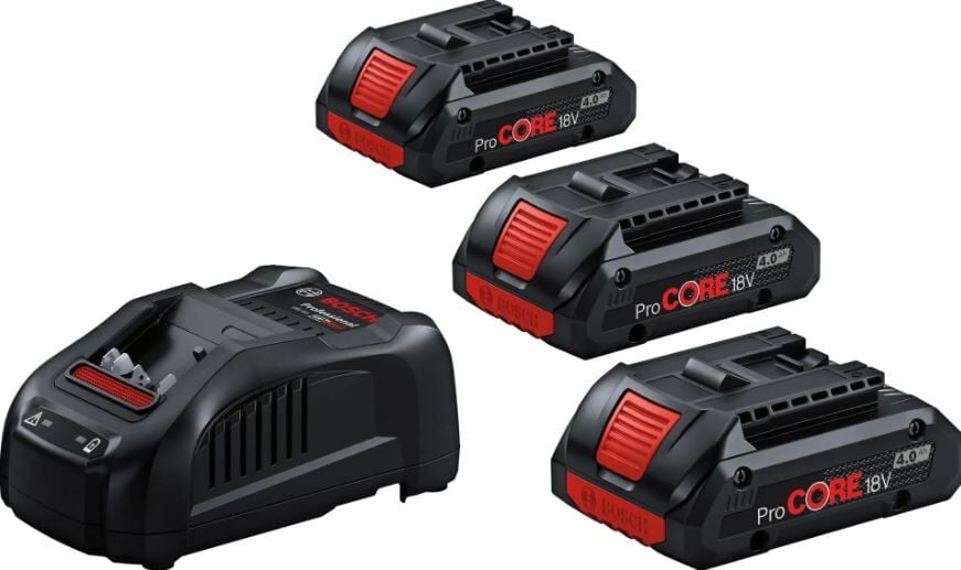 BOSCH PROCORE Akü ve Şarj Cihazı Seti 3x4.0Ah Gba 18V Akü + Gal 1880 Cv (0 615 990 N2G)