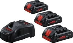 BOSCH PROCORE Akü ve Şarj Cihazı Seti 3x4.0Ah Gba 18V Akü + Gal 1880 Cv (0 615 990 N2G)