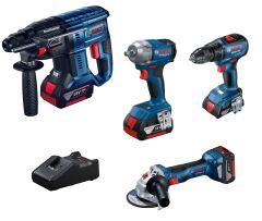Bosch Dörtlü Montaj Seti ( GWS 18V-8 , GDS18V-350 , GSR 18V-50 , GBH 180-Li + GBA 18 V 4.0 ah  x4 )