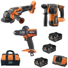 AEG JP18AA3-503B 18V Akülü 3'lü Set (BSB18C3BL+BEWS18-125BLPX2+BBH18BL2) (4935479881)