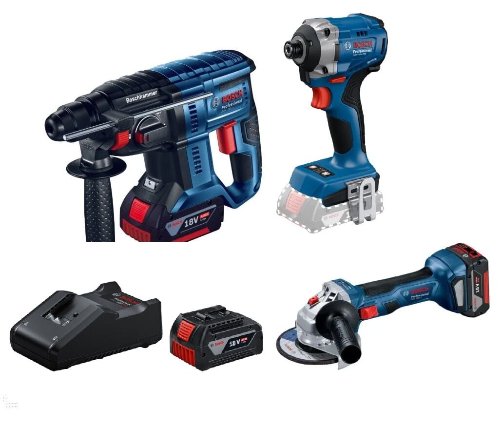 BOSCH GBH 180-Li + GDR 18V-215 + + GWS 18V-8 + GBA 18v 4.0 Ah Akü x 3