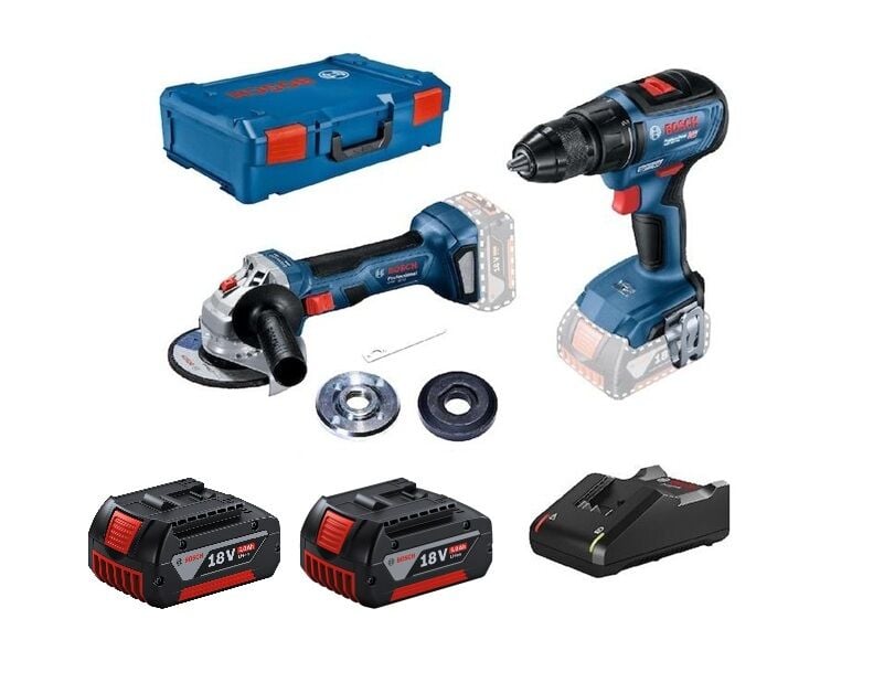 Bosch Gsr 18V-50 + Gws 180-LI Akülü Taşlama ve Vidalama Set 18V GBA 5.0 Ah X 2