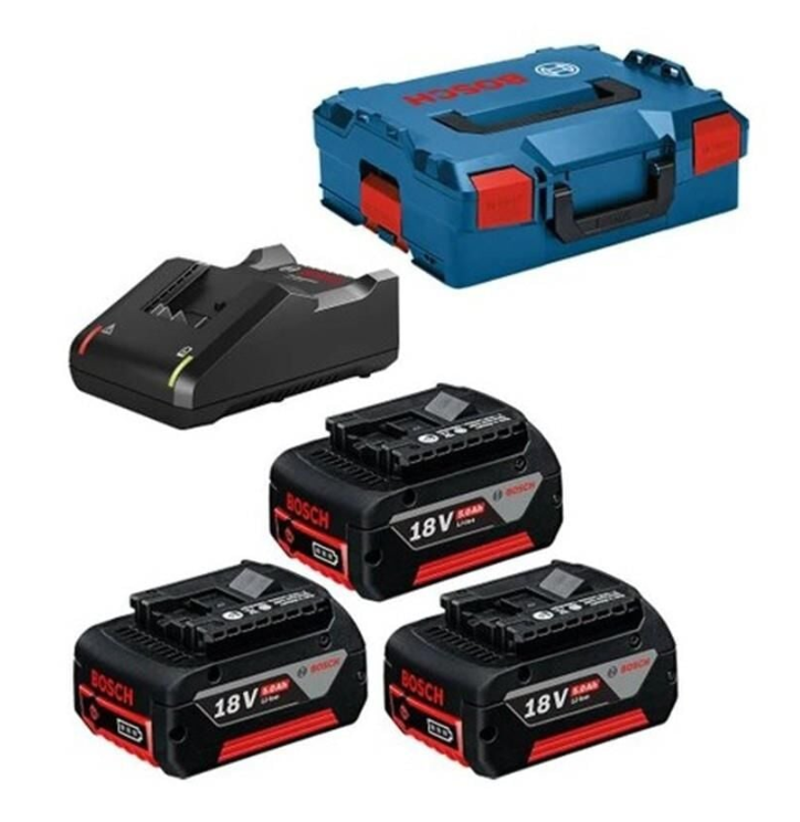 BOSCH Akü ve Şarj Cihazı Seti 3 x GBA 18V 5.0Ah Akü + GAL 18-40CV Şarj Cihazı + LBOXX Çanta (0 615 990 L3T)