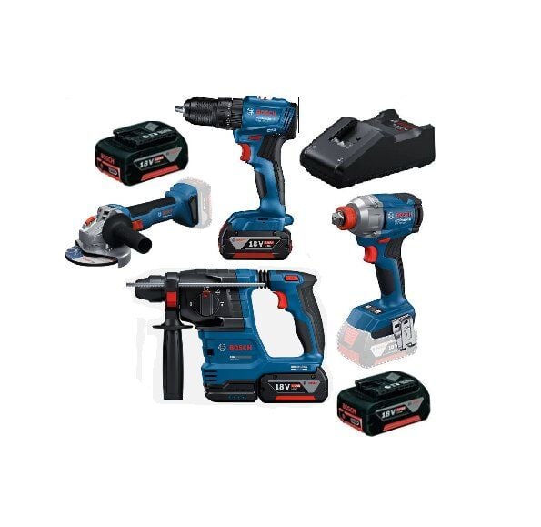 Bosch Dörtlü Set GBH 18V-22 , GDX 18V-285 , GSB 185-LI  , GWS 18V-8 , 4X4.0 AH