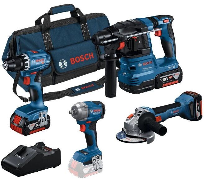 BOSCH dörtlü GSR 18V-45 + GWS 18V-8 + GBH 18V-22 + GDS 18V-350  KOMBİ SET (3x4.0Ah)