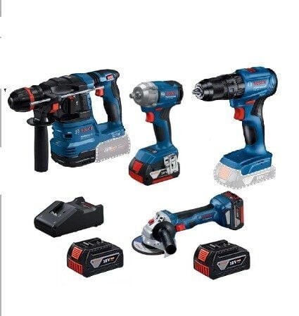BOSCH DÖRTLÜ SET GSB 185-LI + GWS 18V-8 + GBH 18V-22 + GDX 18V-285 , 3x4.0Ah