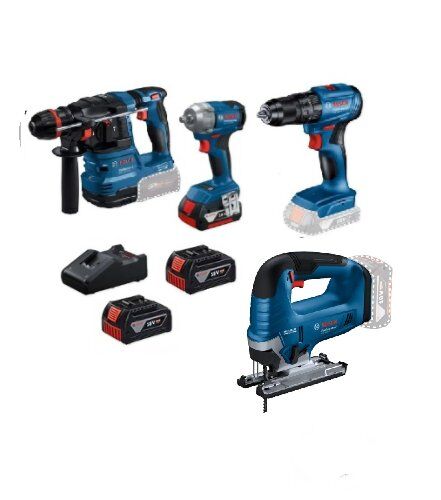 Bosch Dörtlü Set GBH 18V-22 , GDX 18V-285 , GSR 18V-45 , GST 185 4.0 ah x 3