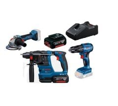 Bosch Üçlü Montaj Seti ( GWS 18V-8 , GSB 185  , GBH 18V-22 + GBA 18 V 4.0 ah  x2 ) ürün açıklaması