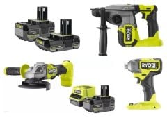 Ryobi Üçlü Akülü Montaj Seti ( RSDS18X  -RID18X - RAG18X  -2x4.0 Ah - 1 x 2.0 Ah)