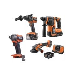 AEG AKÜLÜ DÖRTLÜ MONTAJ SETİ 18 V 6.0 Ah KÖMÜRSÜZ MOTOR ( BBH18BL2 - BSS 18C3B3 - BSS 18C3B3 - BEWS 18 125BLPX2 * L1860SHD * 4 )