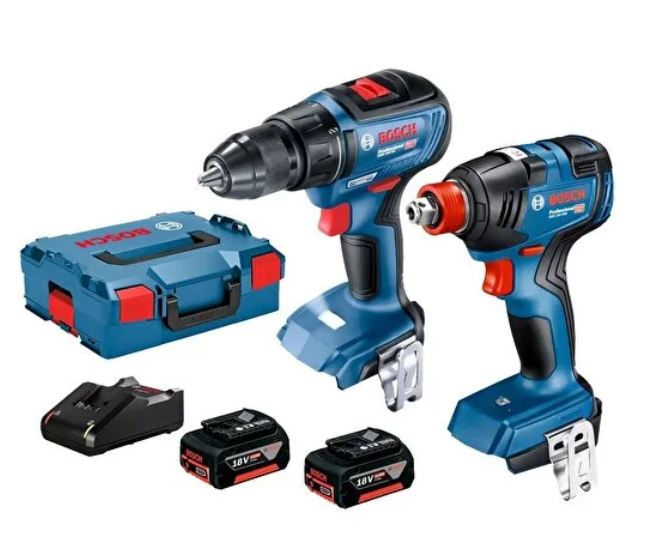 Bosch GSR 18V-50 Akülü Vidalama + GDX 18V-200 Akülü Somun Sıkma + 2x4.0Ah Akü + Akü Şarjı + L-Boxx Set