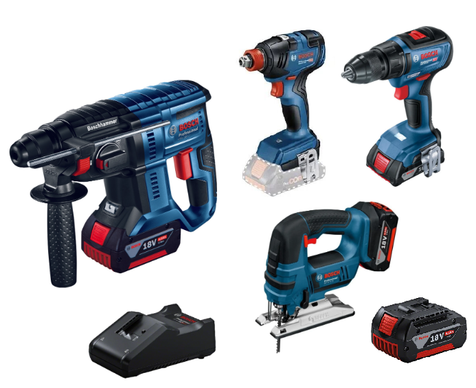 Bosch dörtlü montaj seti - 2 ( GST 185-Li , GDX 18V-200 , GSR 18V-50 , GBH 180-Li ,GBA 18V 4.0x4 )