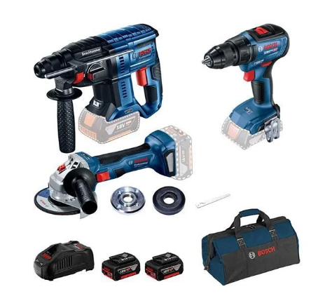 BOSCH GBH 180-Li + GSR 18V-50 + GWS 180-Li 3'Lü Bez Çantalı Set (0 615 990 M32)