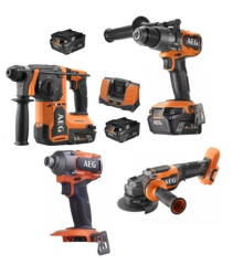 AEG Akülü Dörtlü Montaj Seti 18 V 5.0 Ah KÖMÜRSÜZ (BBH 18BL2 - BSS 18C3B3 - BSB 18C3BL - BEWS18-125BLPX2 ) )